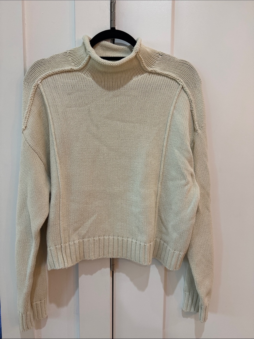 Zara Off-White Funnel Neck Knit Sweater
